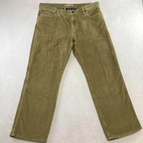 LL Bean Standard Fit Corduroy Plaid Flannel Lined Pants Olive Outdoor 38 x 30 - Picture 2 of 12